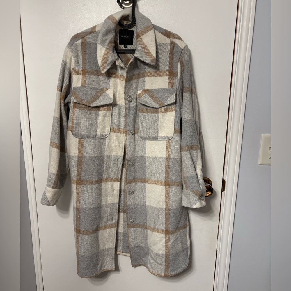 Dynamite Black and Gray Plaid Shacket
